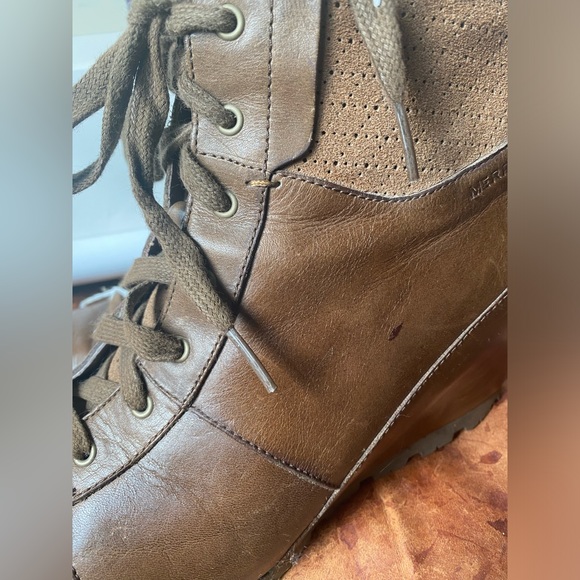 MERREL Wedgeterian Lexi dark earth leather ankle boots size 10 - Picture 5 of 14